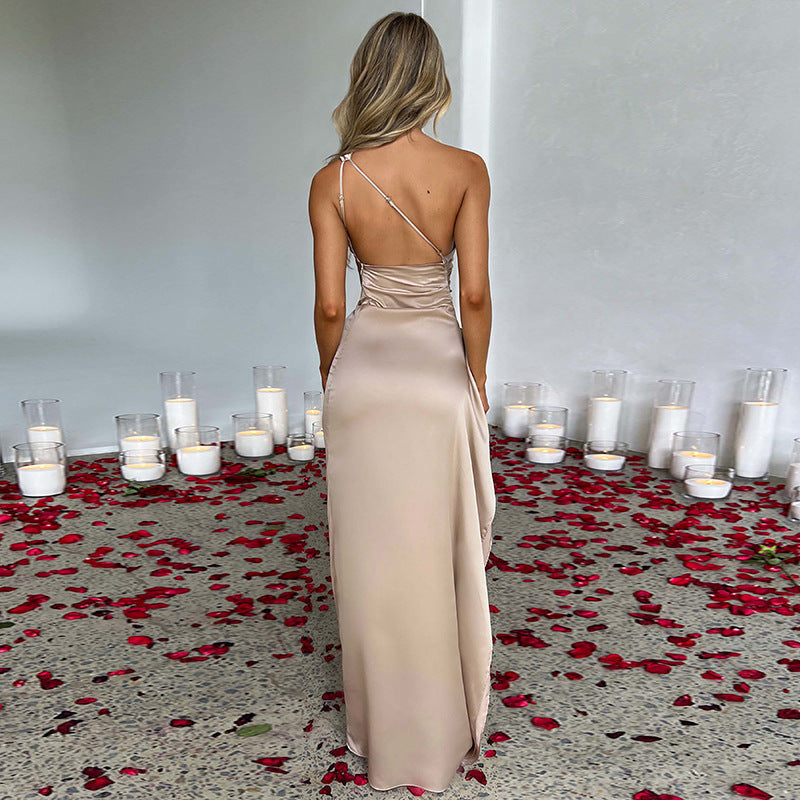 "Prex" One-shoulder Split Dress Summer Elegant