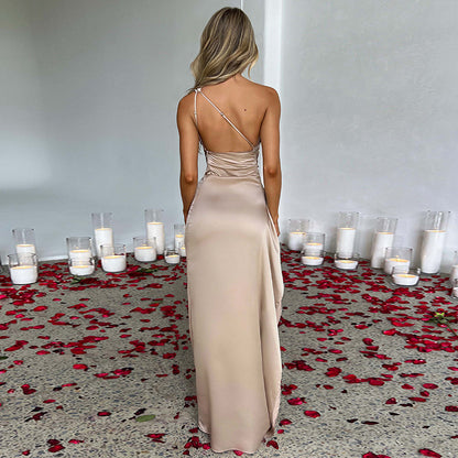 &quot;Prex&quot; One-shoulder Split Dress Summer Elegant